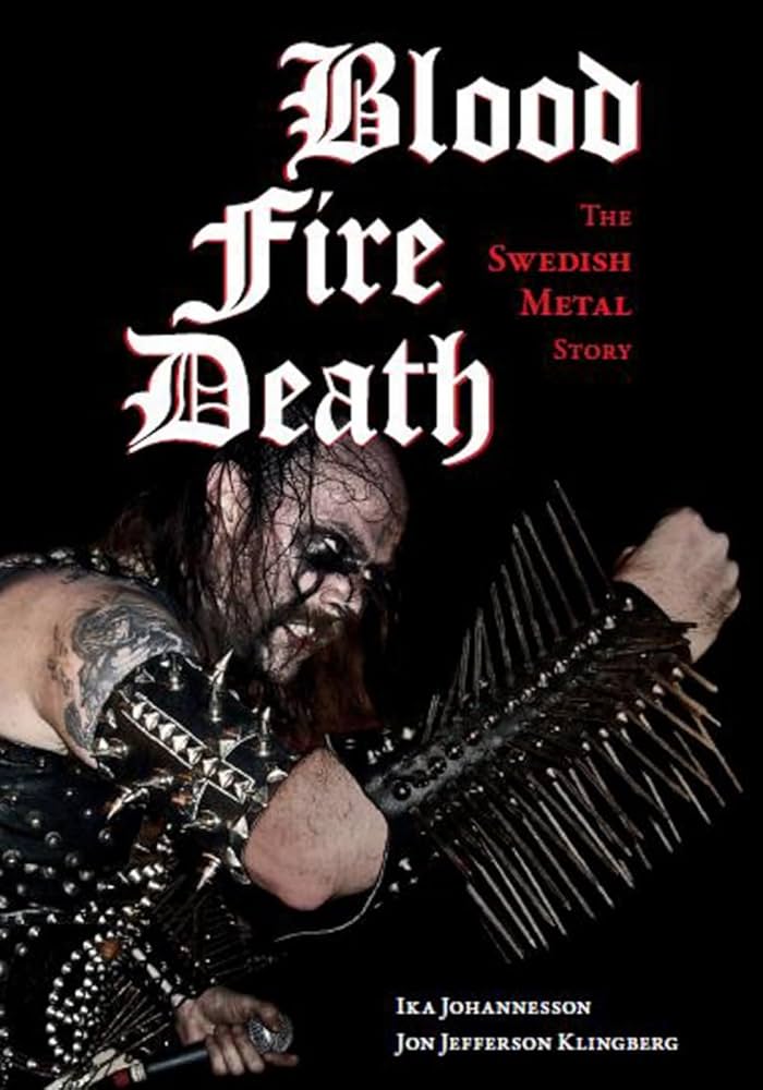 Blood Fire Death book cover, featuring a photo of Infernus, the guitarist of Gorgoroth.